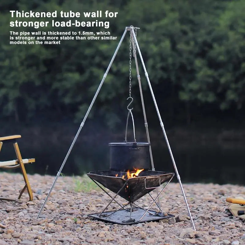 Portable Camping Tripod: Essential Cookware Support for Bonfires & Outdoor Cooking