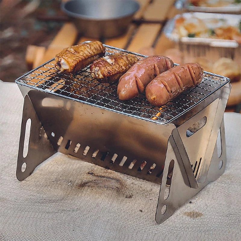 Portable Folding BBQ Grill: Multifunction Camping Stove with Stainless Steel Rack