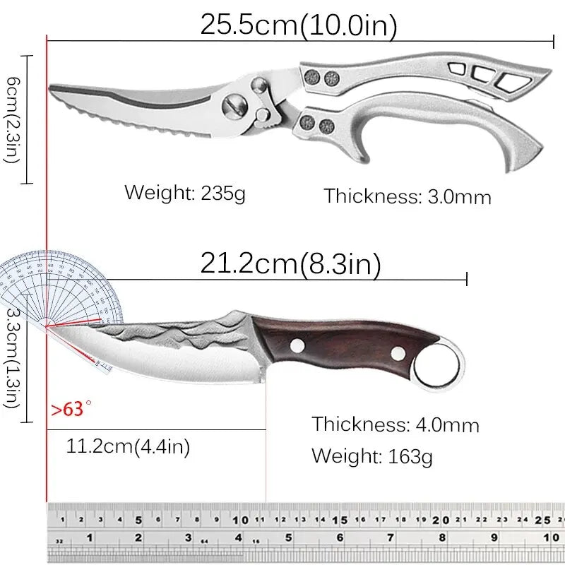 5Cr15 Chef's Knife & Butcher Cleaver Set - Stainless Steel for Meat, Vegetables & Bone Chopping